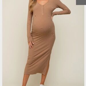 Elegant Tan Maternity Dress